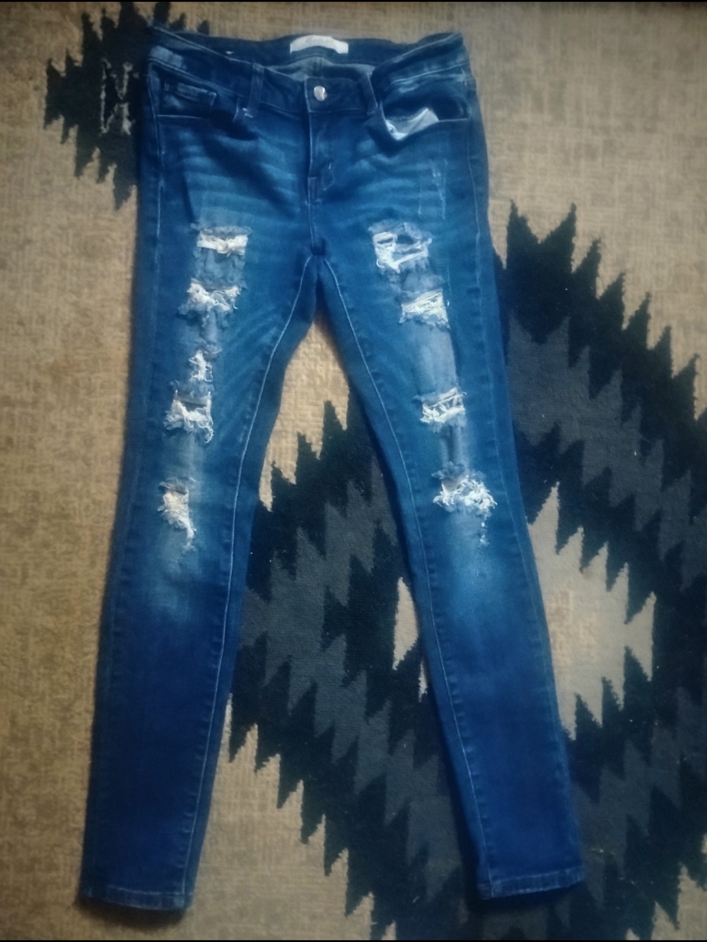 Women’s Distressed Slim Fit Jeans - Dark Blue